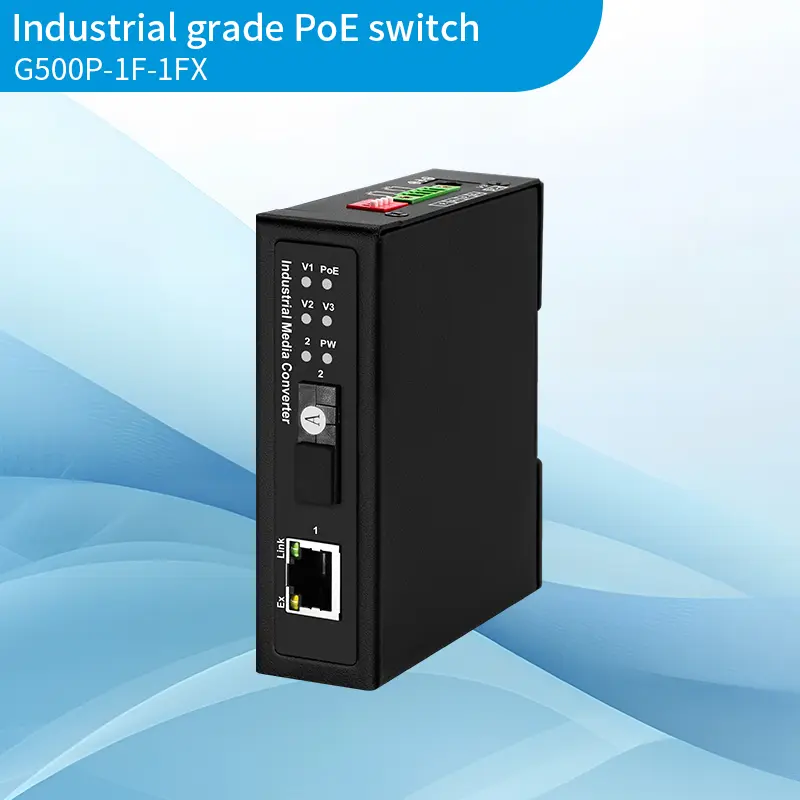 Full 100Mbps 1-optical 1-electrical industrial grade PoE switch