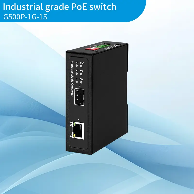 1 optical 1 electrical port full Gigabit industrial PoE switch