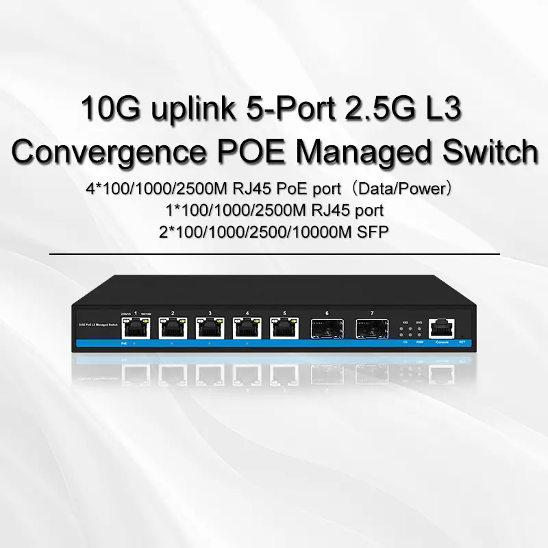 10G uplink 5-Port 2.5G L3 Convergence POE Managed Switch