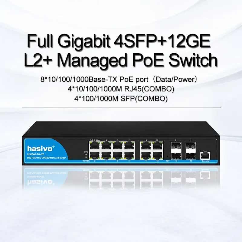 Full Gigabit 4SFP+12GE L2+ Managed PoE Switch